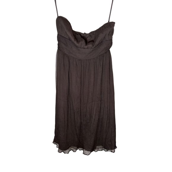 J. Crew Size 4 Brown 100% Silk Tube Top Fairy Y2K Style Flowy Dress - Picture 3 of 7